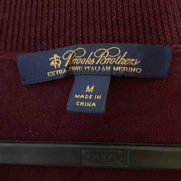 BROOKS BROTHERS Extra Fine Merino Wool Button Front Long Line Vest In Maroon - Picture 3 of 4